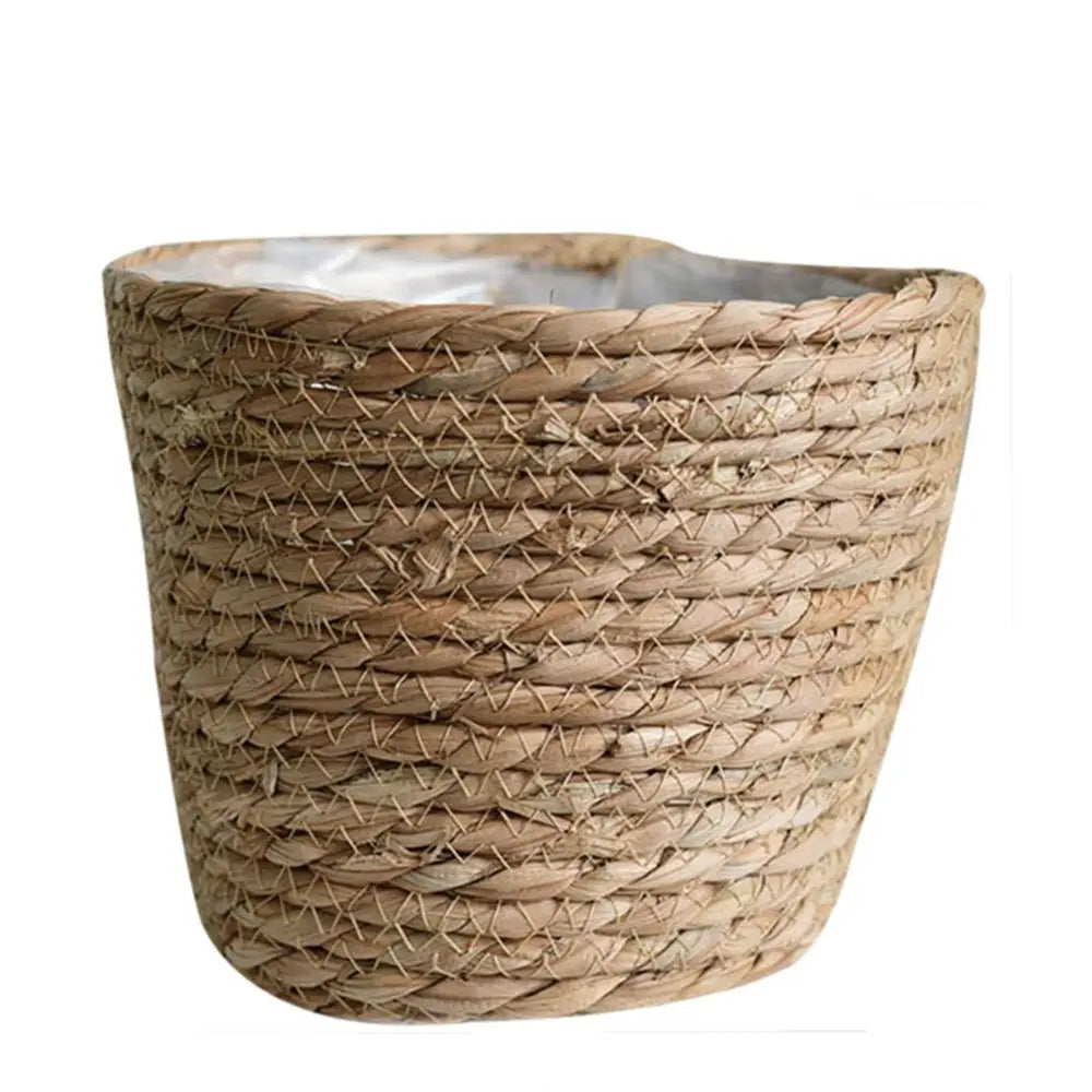 panier tissé motif géométrique rustique intérieur extérieur plantation plante décoration naturelle