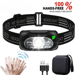 lampe frontale led rechargeable étanche capteur bandeau ajustable moderne camping randonnée pêcheurgence