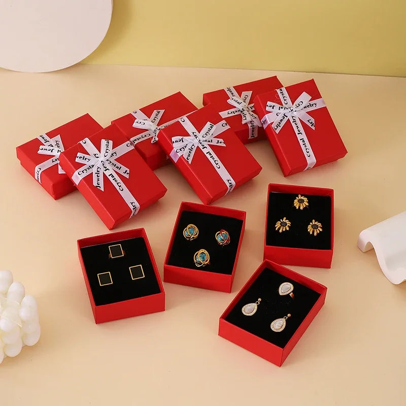 boîtes bijoux noir blanc ruban classique rangement boucles oreilles anneaux papier mat opacité