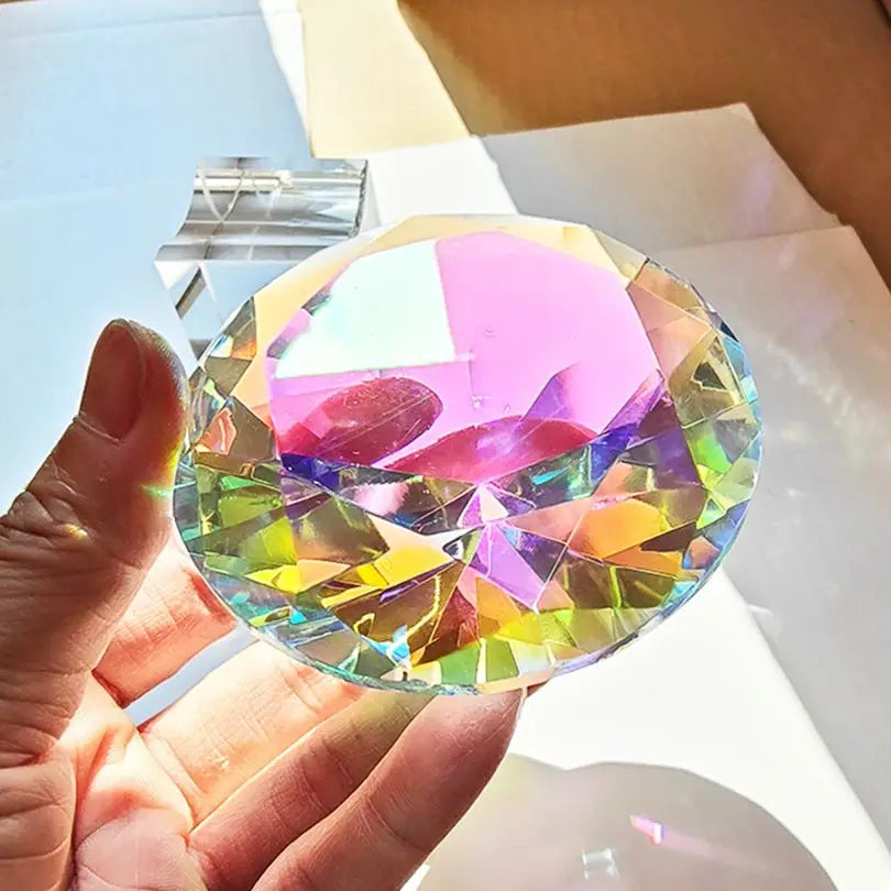presse papier diamant artificiel multicolore facettes brillantes support métallique moderne décoration occasion fête anniversaire