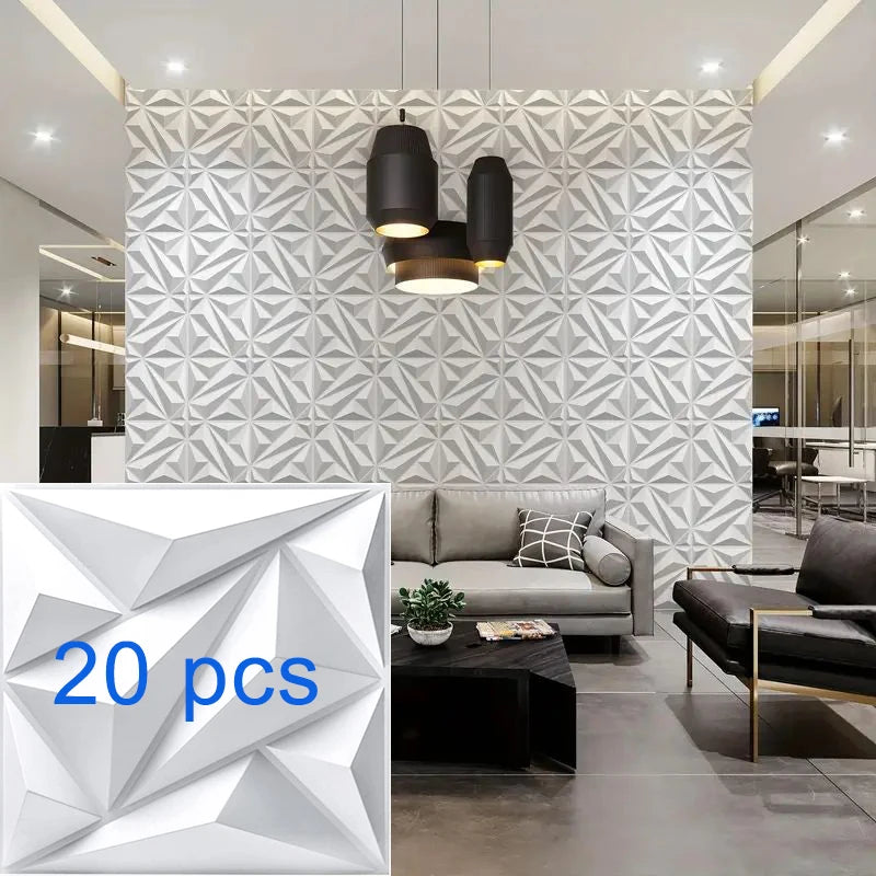 panneaux decoratifs 3d blanc geometrique moderne adhesif 30cm 30cm