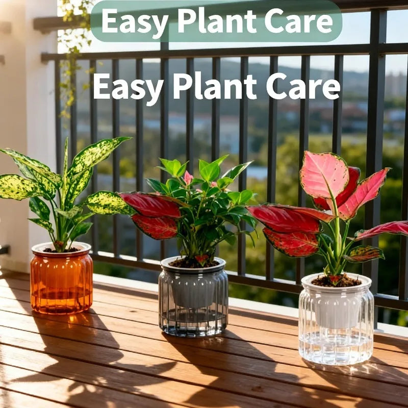 pot plante moderne transparent rayures vertes fleur intérieure minimaliste