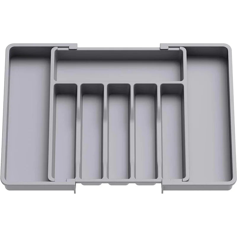 plateau rangement ustensiles cuisine gris moderne stockage eco friendly vaisselle pliable multifonctionnel transparent opaque