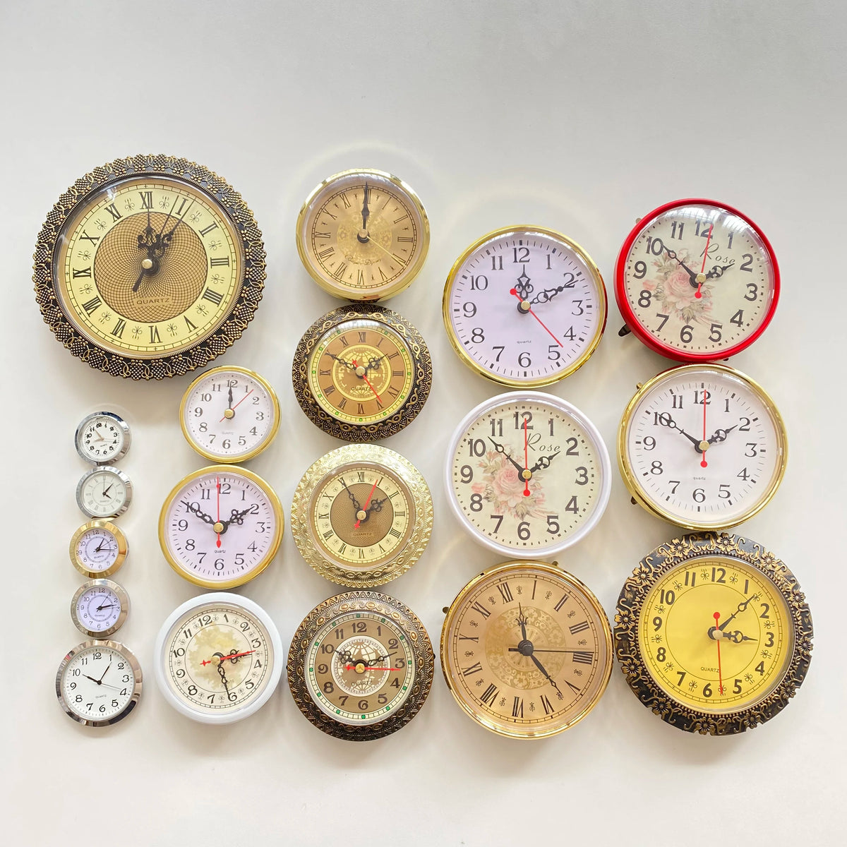 horloge murale quartz aiguille diy table desk vintage française fleur rouge
