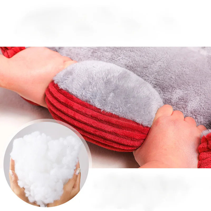 lit chien confortable velours côtelé gris rouge rayures verticales douillet hiver taille multiple lavage