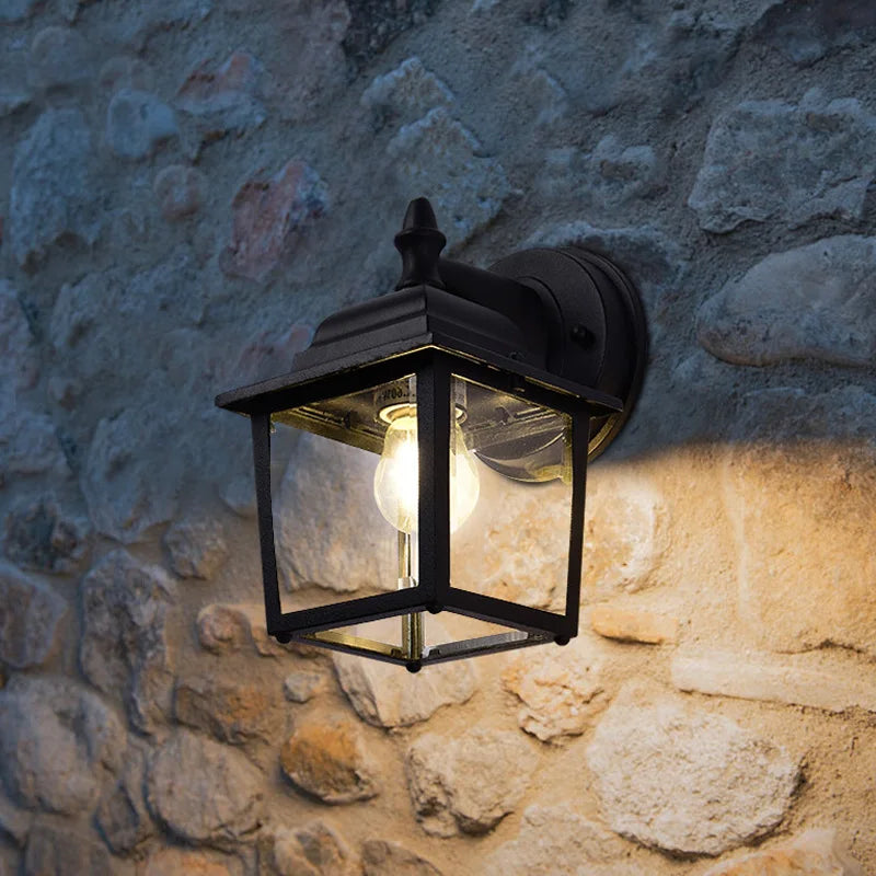 lampe murale noire classique verre trempé transparent éclairage industriel fixe led 85265v hydrofuge