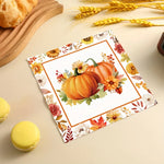 serviettes table imprimées citrouilles feuilles d'automne orange blanc marron vert rouge jaune