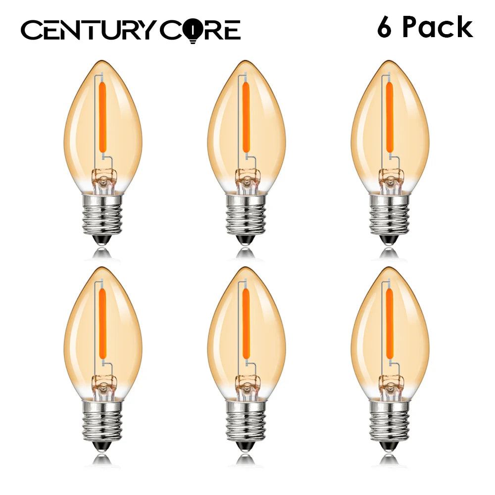 ampoule led conique filament orange moderne 360° e14 e12 vintage blanc chaud 25000h