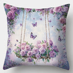 taies d'oreiller imprimées fleurs roses papillons vintage romantique polyester peacheskin 40x40cm 45x45cm 50x50cm 60x60cm