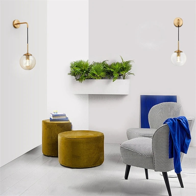 lampe murale moderne or transparent fixée mur ampoule led 220v 249lm 3ans garantie