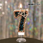 bougies anniversaire numériques or noir brillantes festives décoration pâtisserie chiffres strass transparent