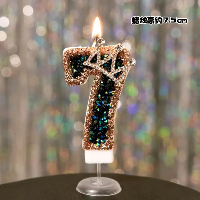 bougies anniversaire numériques or noir brillantes festives décoration pâtisserie chiffres strass transparent