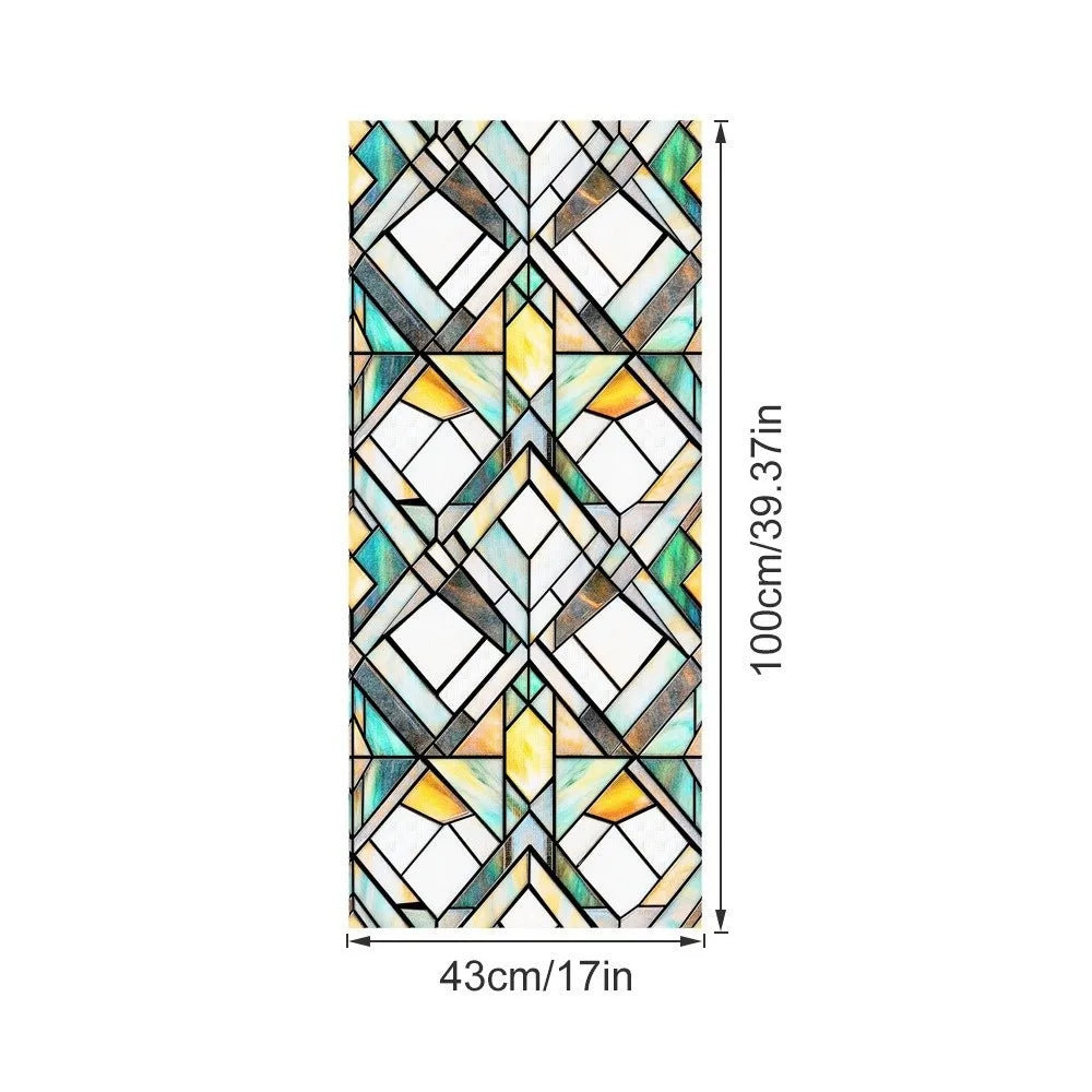 film vitrail adhésif art déco motifs floraux géométriques couleurs vives opaques fenêtre
