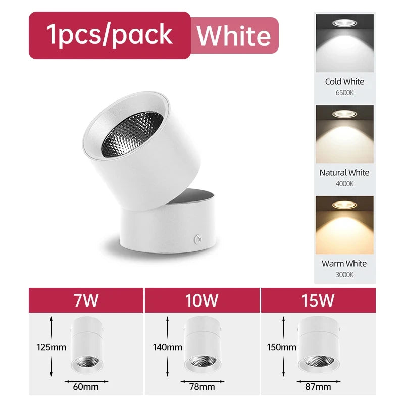 projecteur led pliable spot noir blanc moderne minimaliste fixations vis contrôles
