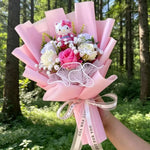 bouquet fleurs artificielles rose blanches hello kitty coeurs romantique décoration intérieur anniversaire mariage