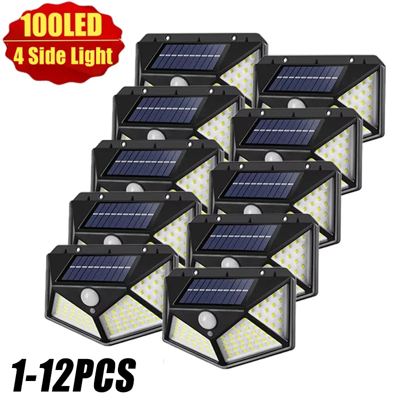 lampe solaire moderne noire quadrillée ip65 led capteur mouvement panneau solaireextérieur étanche 10mètres