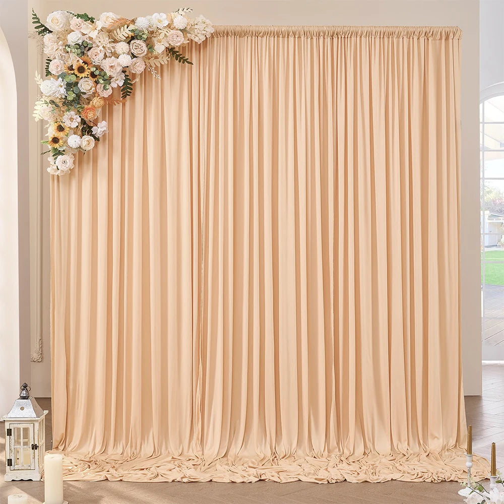 rideau polyester uni beige vert blanc moderne poignées extérieure opaque 5x8FT