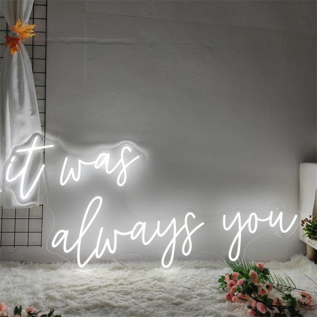 néon lumineux blanc it was always you moderne élégant intérieur extérieur dimmable 80cm 36.2cm