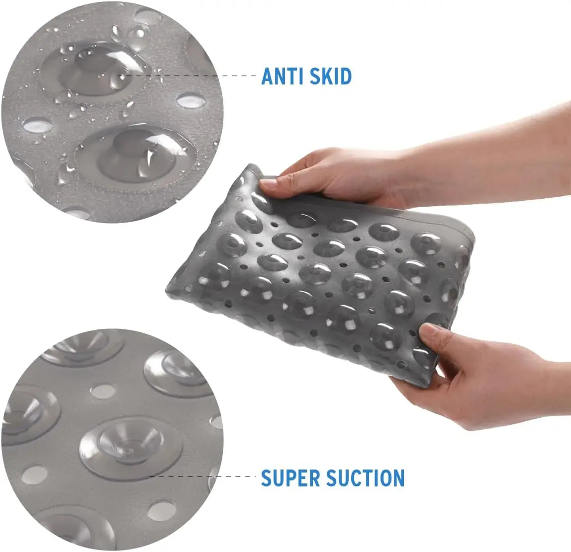 tapis bain moderne perforé gris clair antidérapant lavable salle bain paires trous circulaires PVC