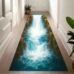 tapis illusion optique paysage naturel bleu gris moderne anti dérapant polyester résistantintérieurextérieur