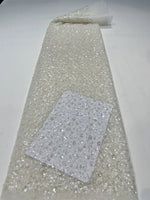 tissu décoratif blanc paillettes fleurs élégant festif polyester coton imperméable occasion mariage haute qualité