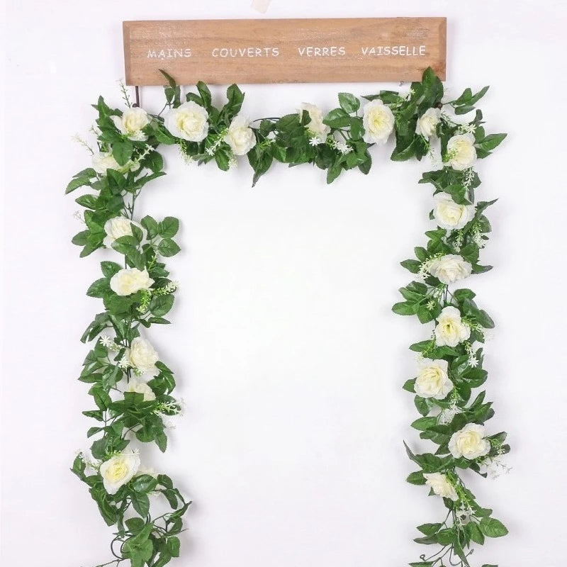 guirlande florale artificielle rose blanc mariage anniversaire baby shower décoration romantiqueintérieur