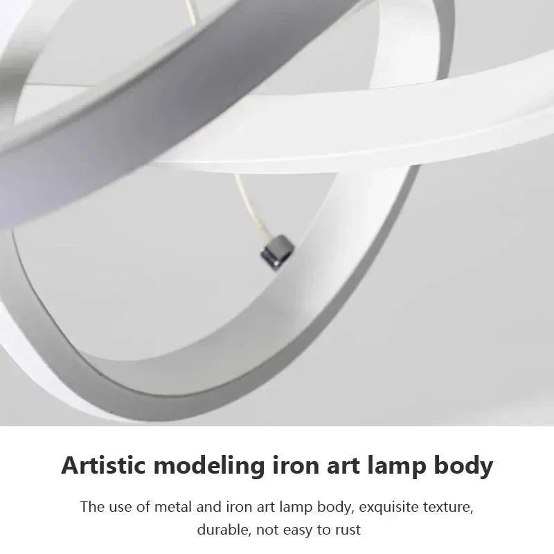lampe suspendue moderne anneau entrelacés noir blanc doré 249 2000lm