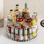 rangement rotatif épices bouteilles noir argenté transparent moderne 21cm 4cm