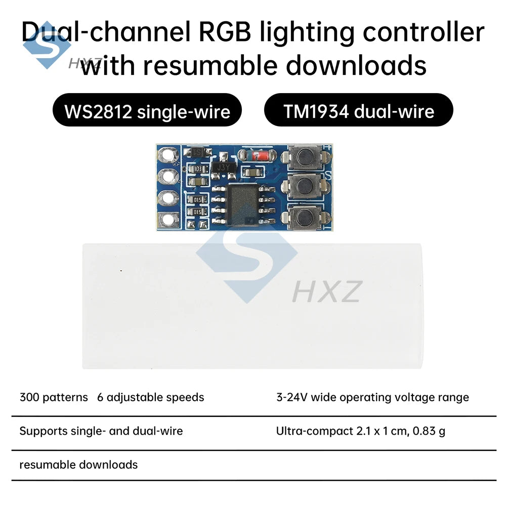 contrôleur lumière led rgb ws2812 3canaux scintillement moderne imprimé bleu opaque
