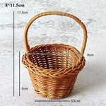 panier tressé marron clair poignée utilisation multiple réutilisable traditionnel maison fleurs rangement