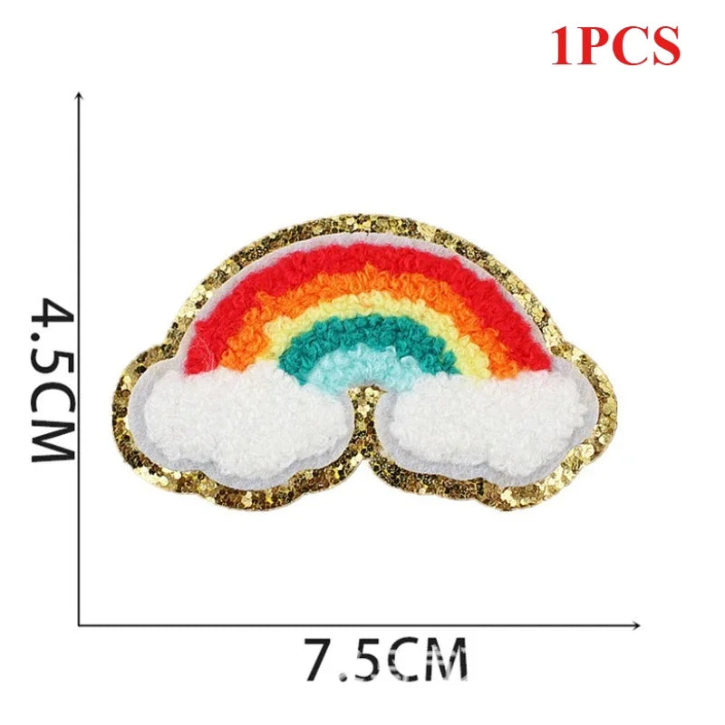 écussons décoratifs arc ciel coquillage fleurs texturés brillants adhésifs