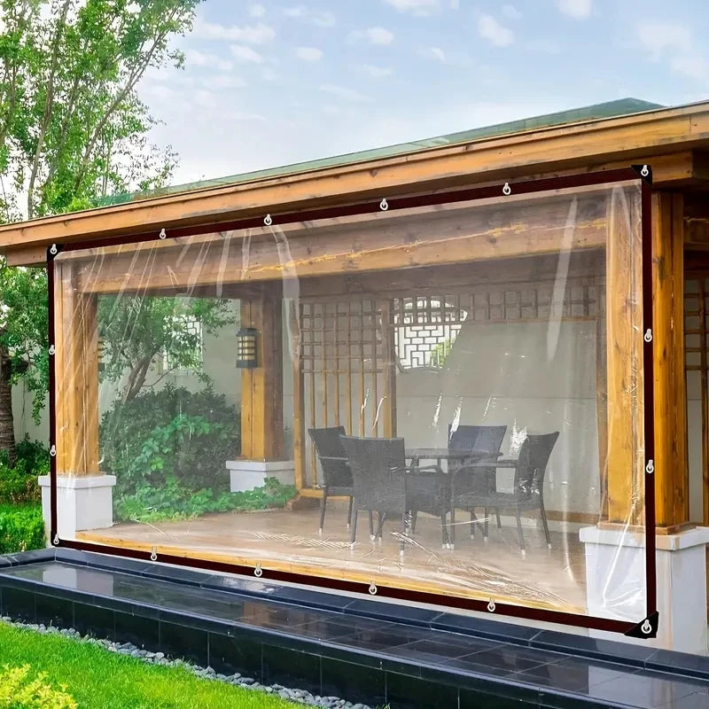 bâche protection transparente résistante l'eau clips fixation moderne sans motif 200x200cm jusqu'à 400x600cm