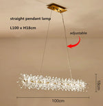 Suspension lumineuse cristal transparent moderne élégante chaînes blanc doré chambre salon
