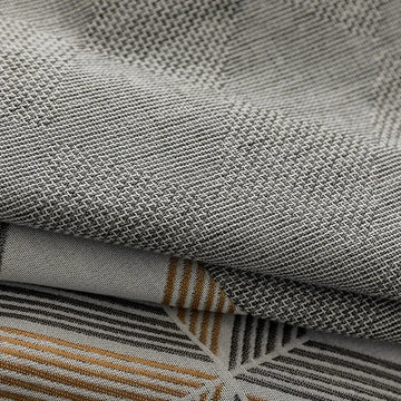 rideau moderne motif géométrique gris beige noir tissu opaque voilage transparent salon chambre