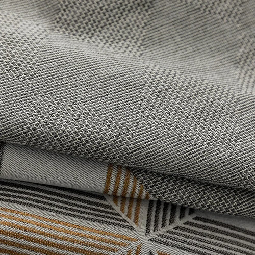 rideau moderne motif géométrique gris beige noir tissu opaque voilage transparent salon chambre