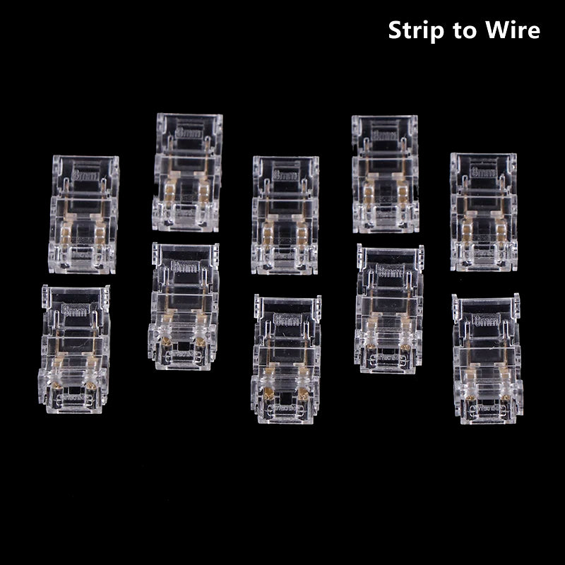 connecteurs led bande transparents contacts dorés clips modernes pratiques 12v sans soudure 8mm