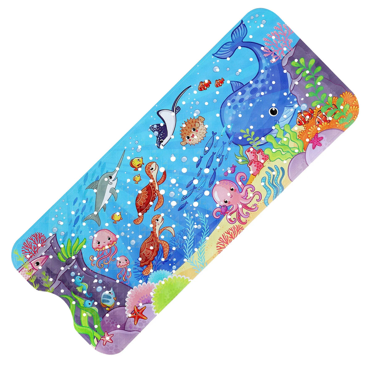 tapis bain anti dérapant thème marin poissons coraux dimensions 100cm 40cm moderne enfantin