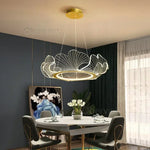 suspension lumineuse contemporaine filigrane floral blanc doré élégante intérieur lumière blancheversible