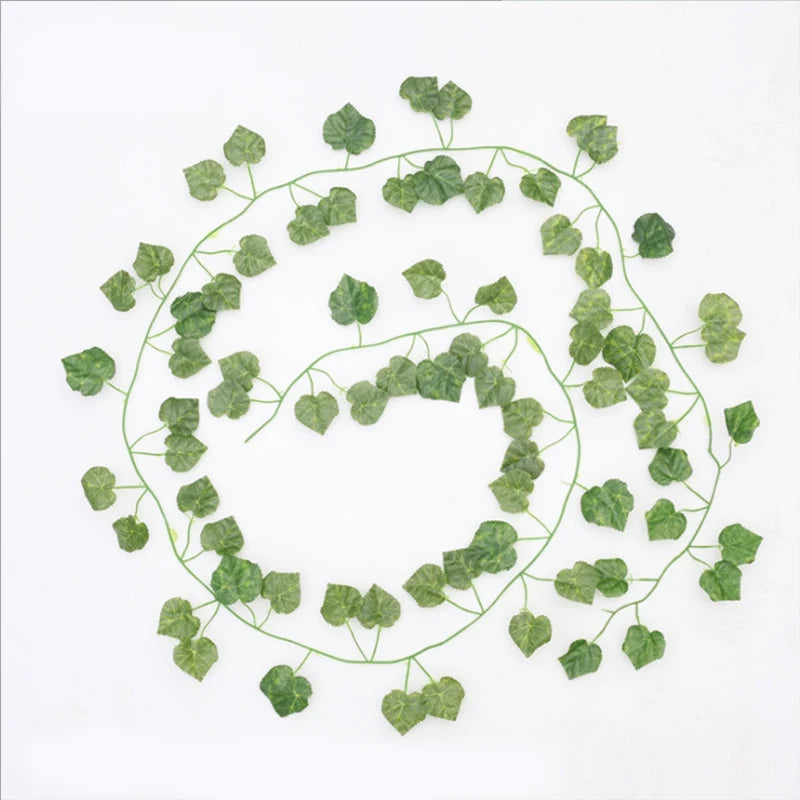 guirlande végétale artificielle feuilles vertes modernes brillantes extérieur accrochée décoration mariage maison festival