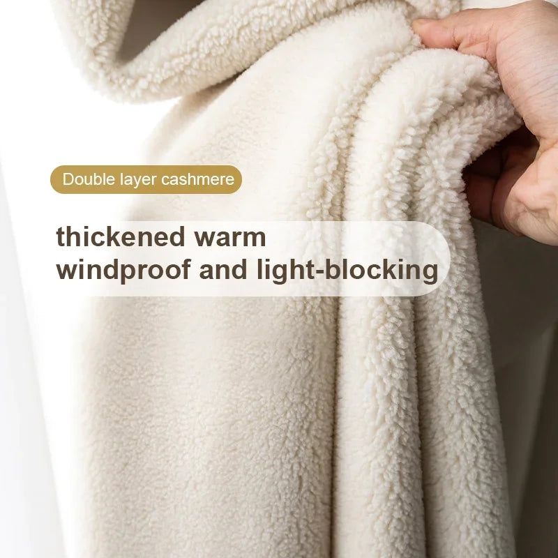 rideau épais beige clair moderne occultant thermique fenêtre salon chambre maison