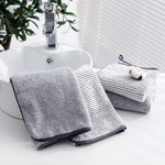 serviettes toilette rayées gris modernes absorbantes séchage rapide douces maison 75x35cm minimaliste