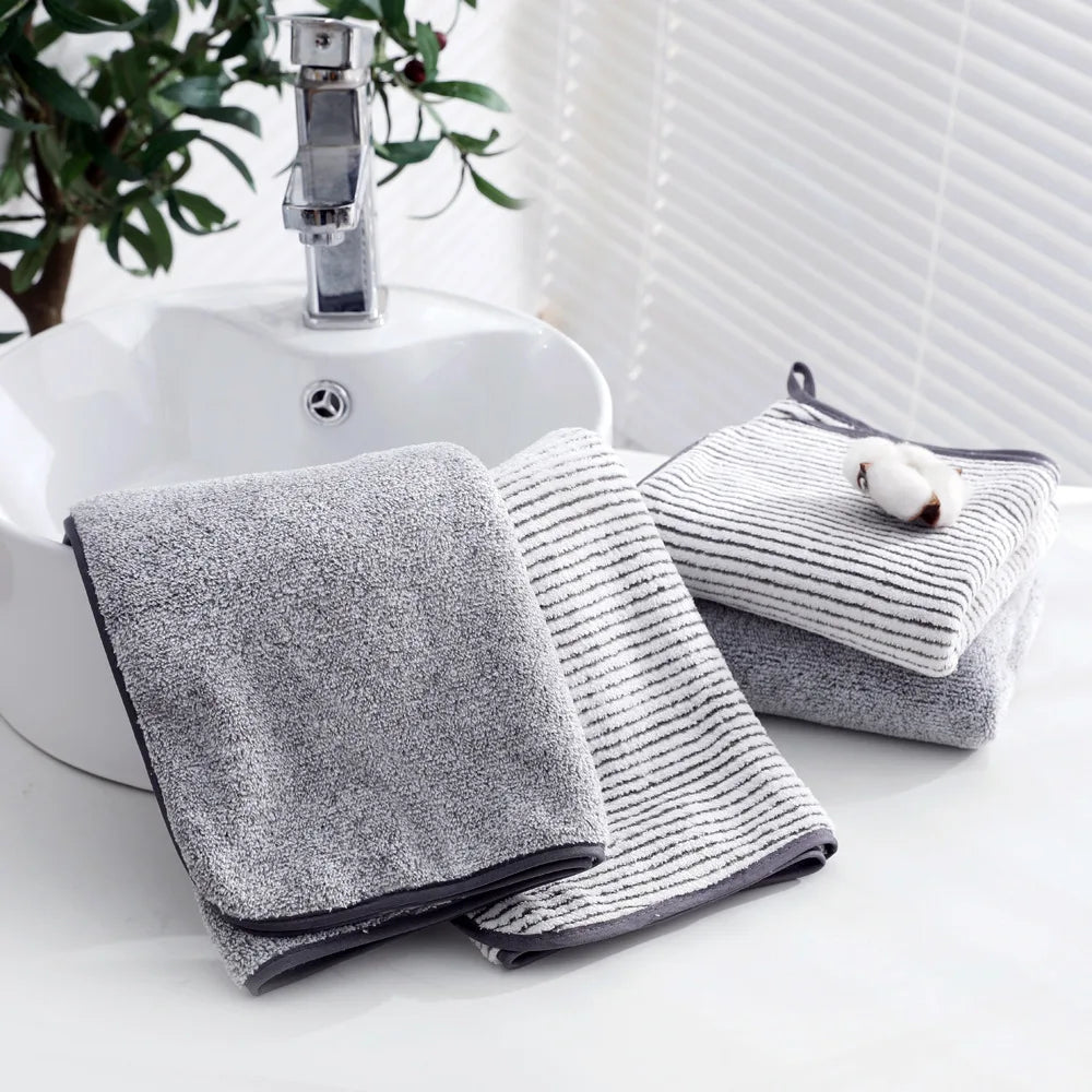 serviettes toilette rayées gris modernes absorbantes séchage rapide douces maison 75x35cm minimaliste