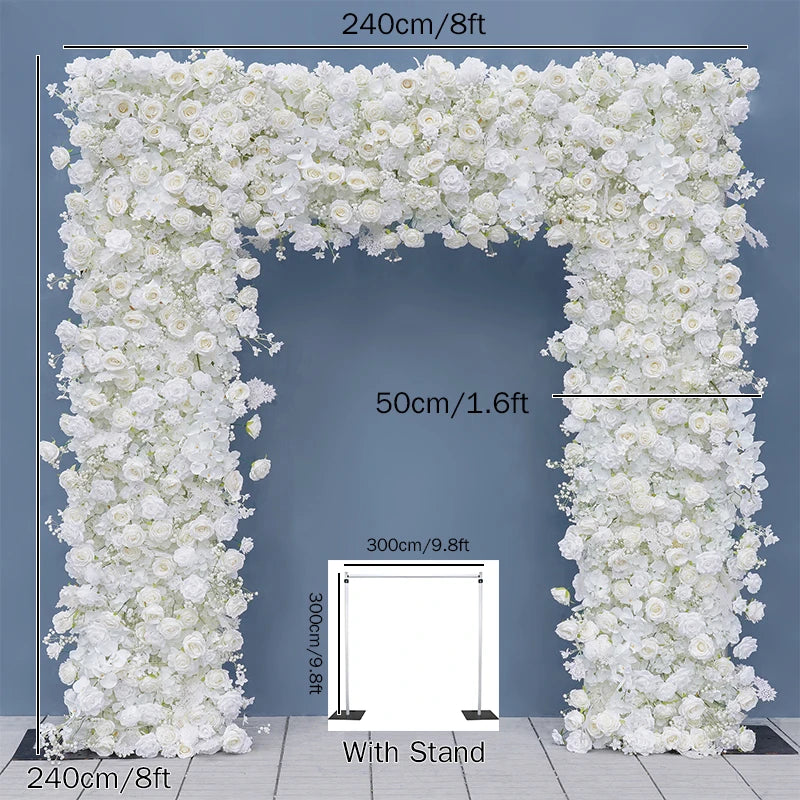 arche décorative mariage fleurs artificielles blanc rose clips chaînes extérieur classique événement anniversaire