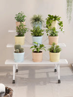 étagère roulettes moderne blanche support plantes pots multifonctionnelle intérieure extérieure 180cm large