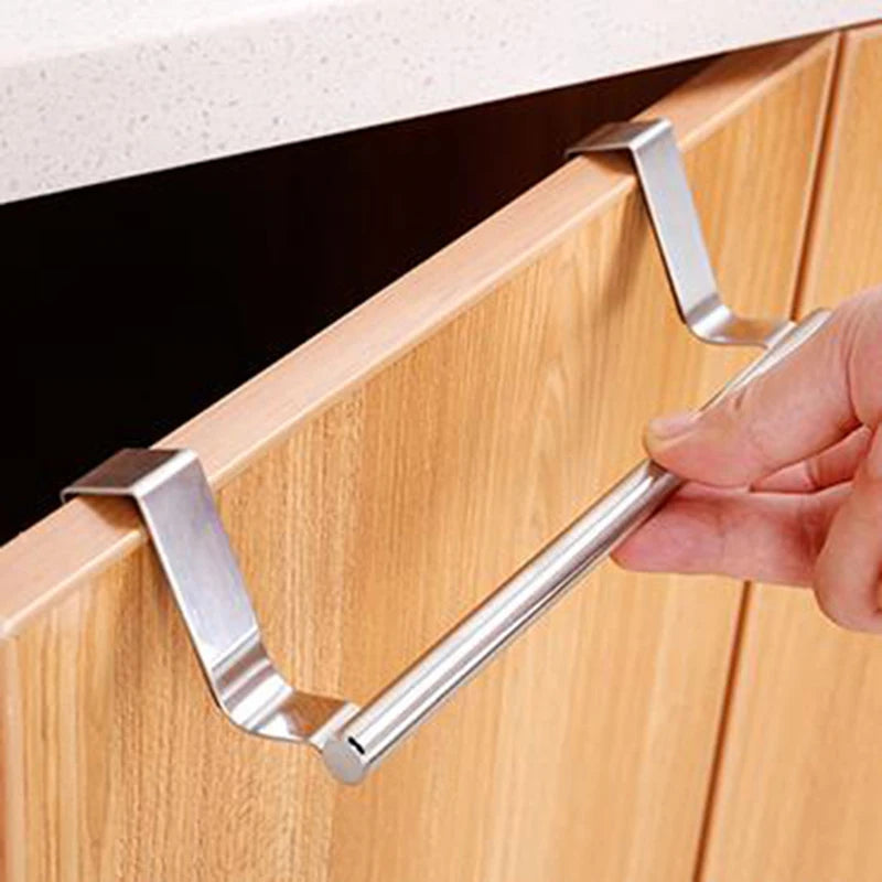 porte serviettes mural acier inoxydable moderne clips cuisine rayures grises geometriques