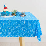 nappe jetable océan motif vagues bleu moderne coquillages bateau bouteille première année festive