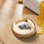 lit animal tressé bohème panier coussin doux oreillers blanc gris chambre maison