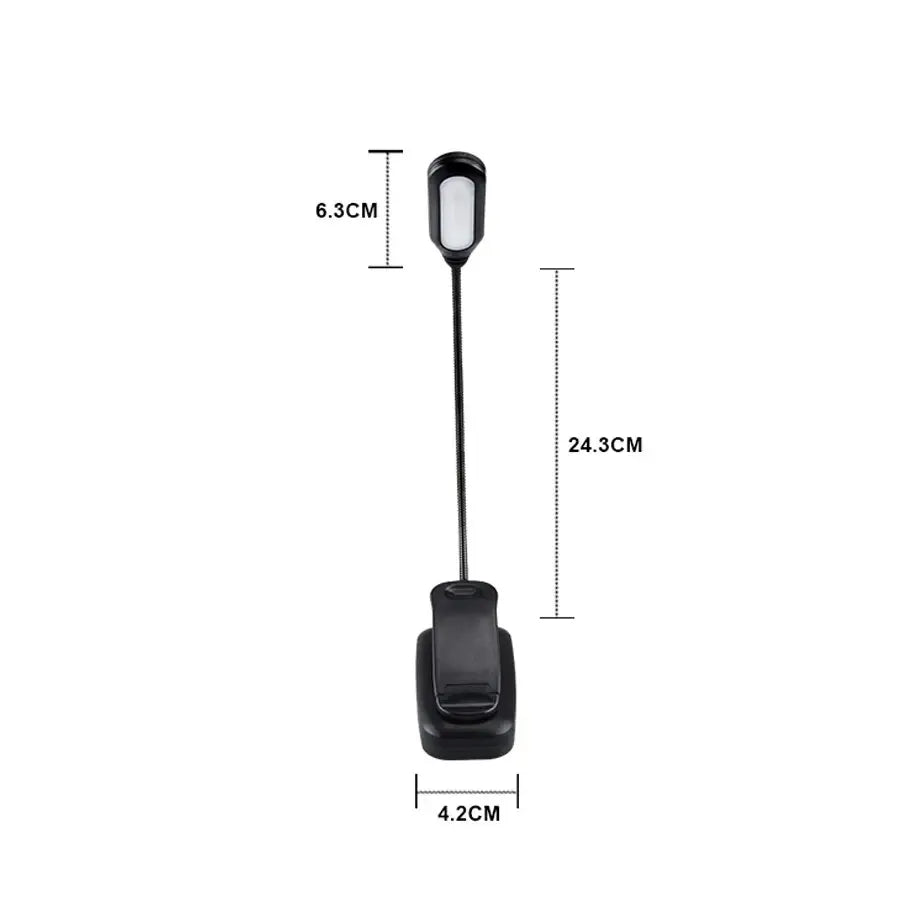 lampe lecture portable noir moderne clip batterie piles flexible étude chambre veilleuse