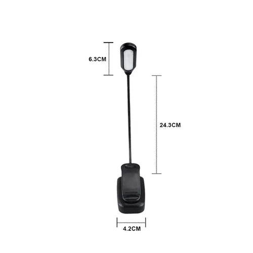 lampe lecture portable noir moderne clip batterie piles flexible étude chambre veilleuse