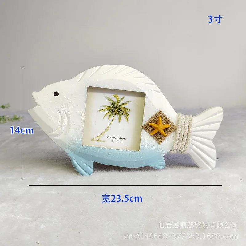 cadre photo bois méditerranéen coquillage étoile mer décoratif plage vieux aspect posable